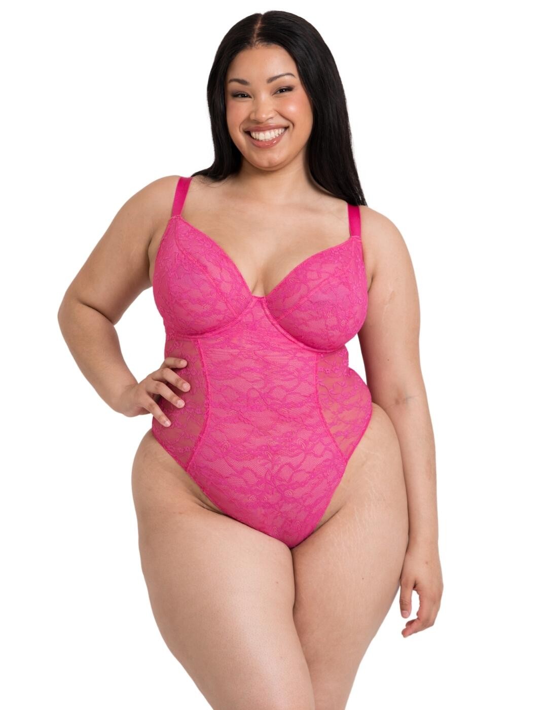 32JJ Curvy Kate All Night Lace Body Plunge Floral Lace Chic Lingerie CK090704