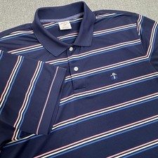 Brooks Brothers 1818 Performance Polo Shirt Blue Pink Stripe Men  s Large