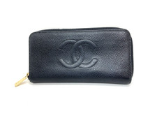 Portafoglio lungo usato CHANEL Coco Mark Caviar in pelle con cerniera 29841