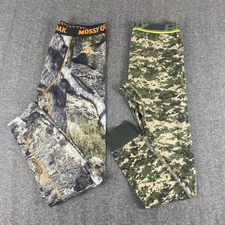 Lot 2 Men’s Thermal Base Layer Pants Mossy Oak Camo & US Army Digital Camo Sz L