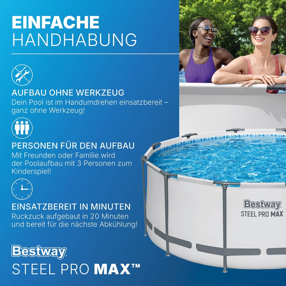 Steel Pro MAX™ Solo Pool ohne Zubehör Ø 366 x 122 cm, lichtgrau, rund - Bild 4 von 4