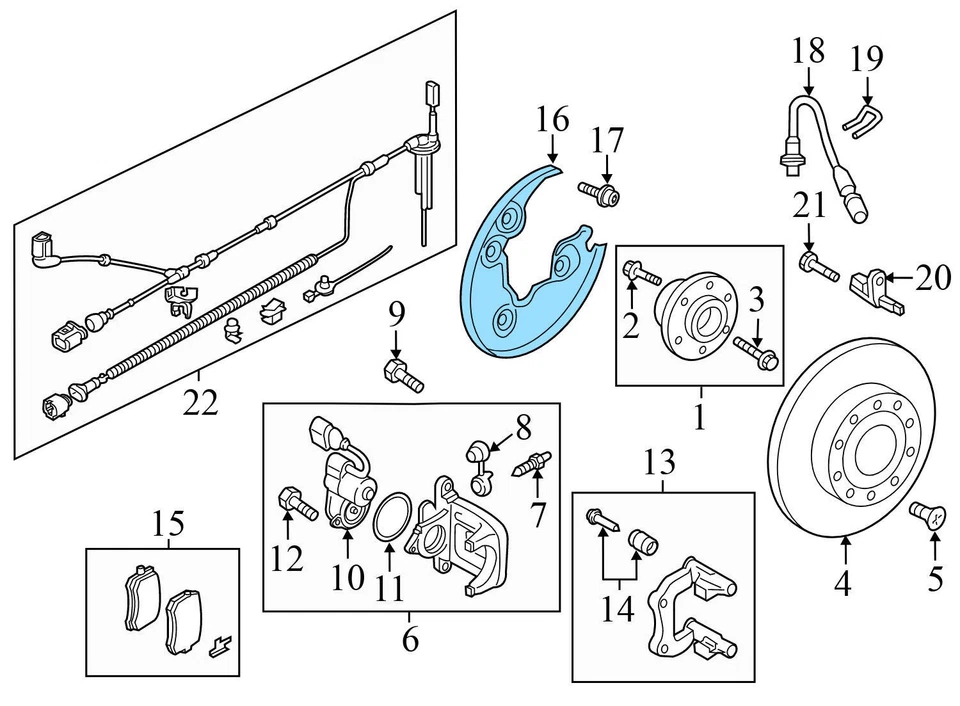 AUDI Q3 QUATTRO 2016-2018 - freno trasero izquierdo protector contra salpicaduras/salpicaduras 5N0615611G Foto 3 de 4