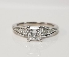 2 Ct Princess Cut Simulated Diamond Engagement Band Ring 14k White Gold Plated 2 Ct Princess Cut Simulated Diamond Engagement Band Ring 14k White Gold Plated