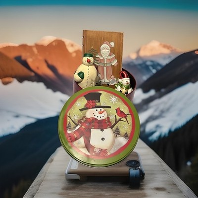 Christmas Holiday Snowmen W/ Storage Case Holiday Cards Decoration Mix Of 5  