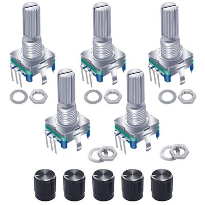 Taiss 5PCS Rotary Encoder Switch Push Button EC11 360 Degree 5 Pins 20 Detent...