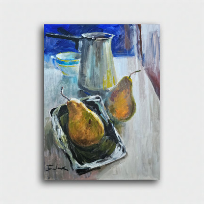 Oil painting Pears Ukrainian painter canvas Unframed original still life