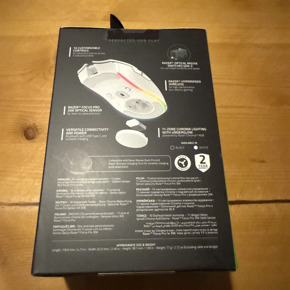Razer Cobra Pro Lightweight RGB Gaming Mouse Wireless White Sealed - Image 3 of 4