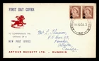 DR WHO 1958 NEW ZEALAND FDC QEII OVPT ARTHUR BARNETT LTD DUNEDIN M78690