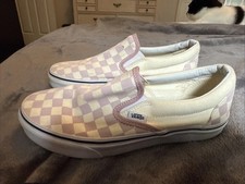 VANS Classic Slip On Checkerboard Pink White Size USM 6 W7.5