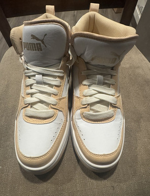 PUMA  Mid Top Lace Up Athletic Sneakers White/Beige