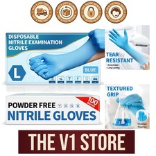 Professional Blue Nitrile Gloves, 4.5 Mil, 100 Pack, Powder-Free  Waterproof