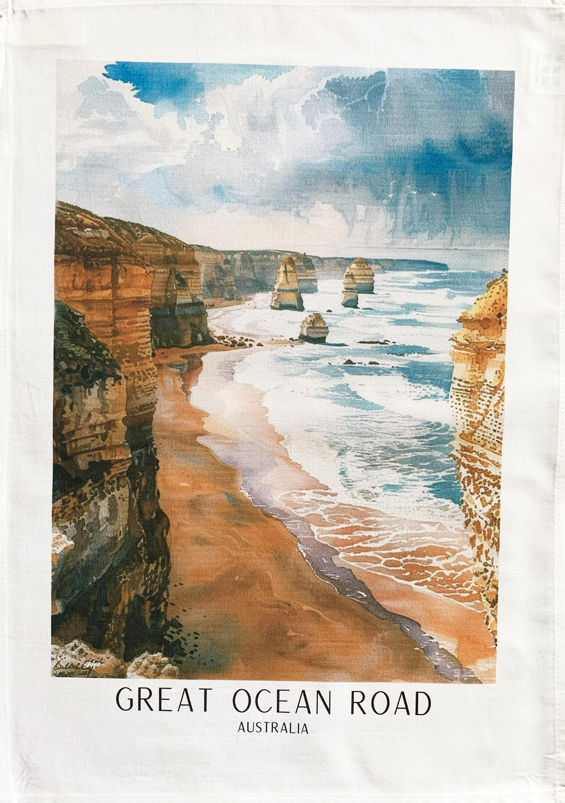 Tea Towel Great Ocean Road large, colourful, machine washable, cotton,