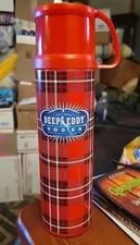 Original Deep Eddy Vodka Thermos Red Plaid Stainless Steel Shaker Austin Texas