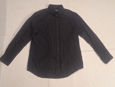 Kenneth Cole Reaction Shirt Mens Large Black Wrinkle Free Button Up Striped 16.5