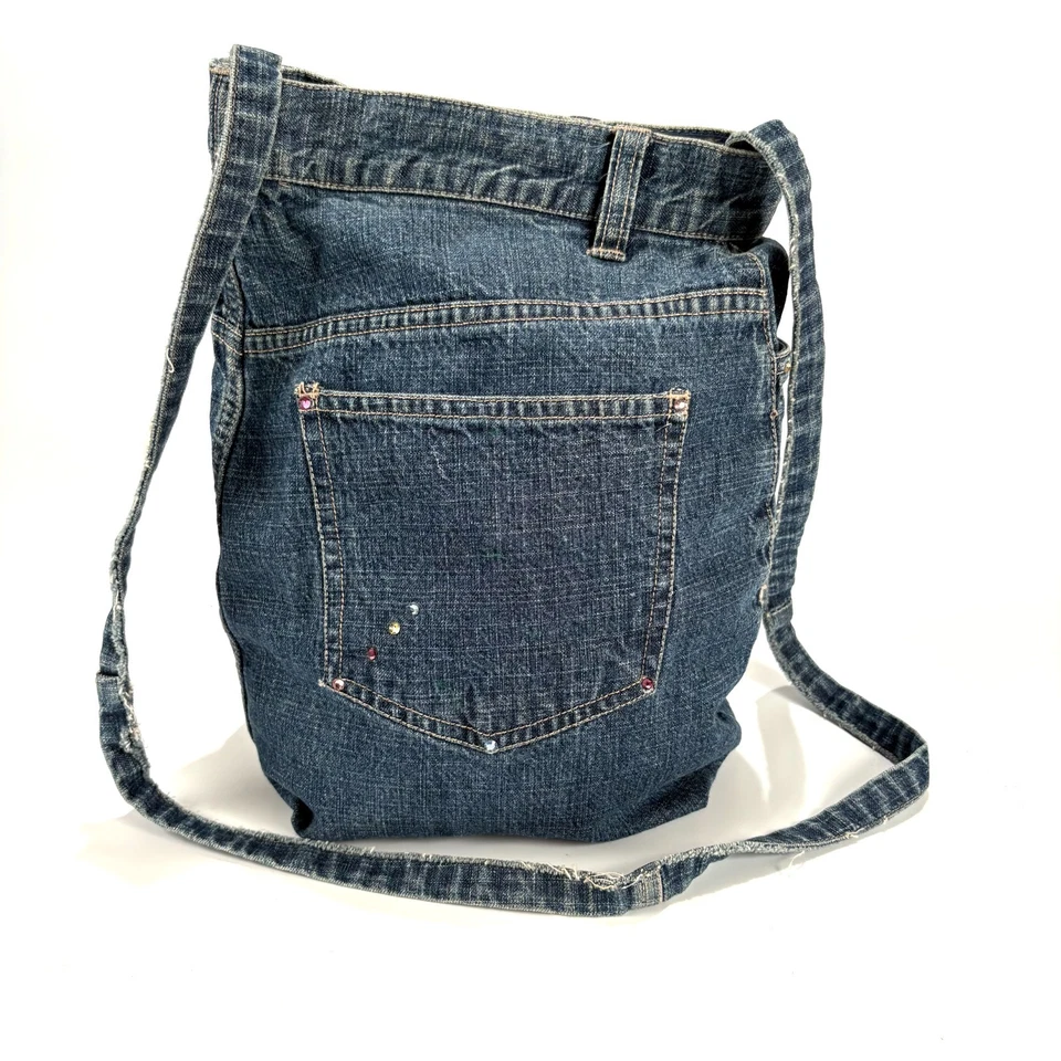 De Colección Denim Bolso de Mano Bolso Bordado Bolso de Hombro Jean Cartera BOHO HIPPIE Hecho a Mano Foto 3 de 4