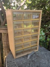 Vintage Craftsman Gold 18 Drawer Organizer Crown Logo Storage Cabinet Vintage Craftsman Gold 18 Drawer Organizer Crown Logo Storage Cabinet