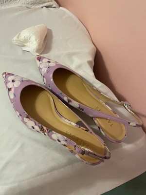 Talbots Floral Pointed-Toe Slingback Kitten Heel Pump size 7
