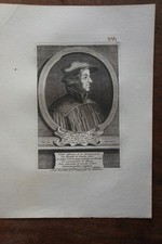PYTHAGOREAN PORTRAIT ORIGINAL ENGRAVING 18 EME