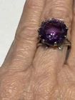 VTG Mexico 925 Silver Amethyst Ring Chunky Sterling Statement 6.8 Grams Total