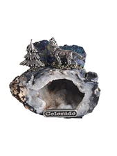 VTG. COLORADO Genuine Rock Cave Metal Wolf  3" Long Geode Mining Souvenir Piece