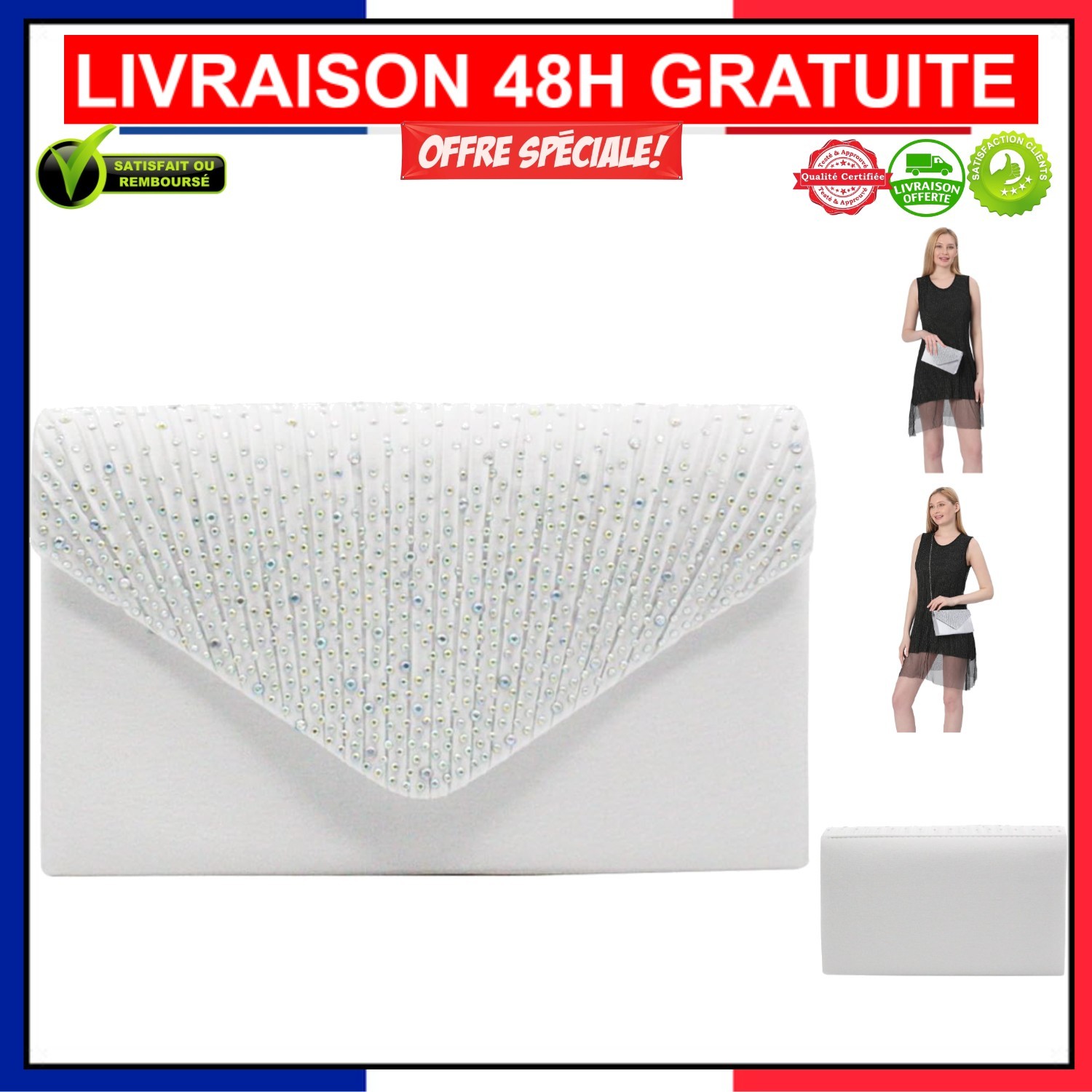 Pochette Satinée à Bandoulière : finis les sacs lourds en soirée officielle