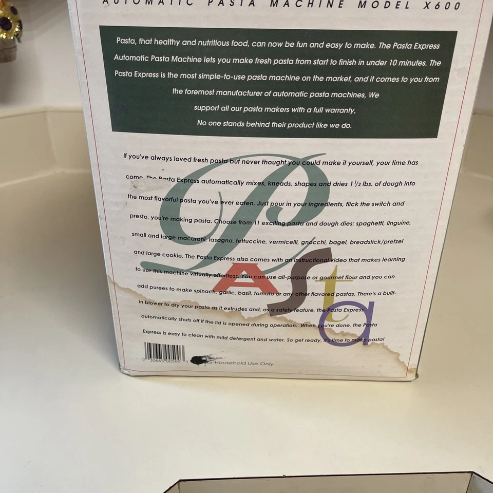 ITALIA PASTA EXPRESS Home Made AUTOMATIC PASTA MAKER Model #X-600 NEW - Image 2 of 4