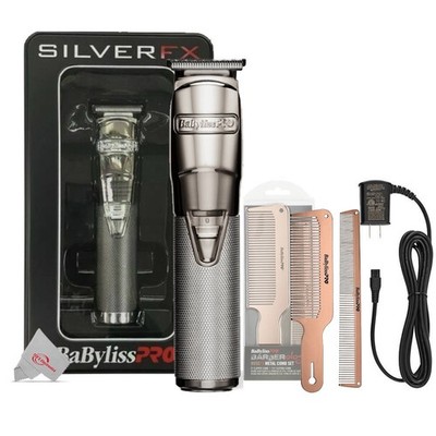 Babyliss PRO FX788S Silver FX Metal Lithium Cordless Trimmer w/ Comb Set + Cord