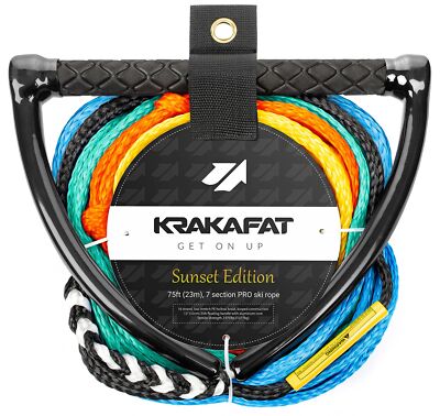 75ft Water Ski Rope, Wakeboard Rope - 7 Sections with 13'' EVA Diamond Grip Fl...