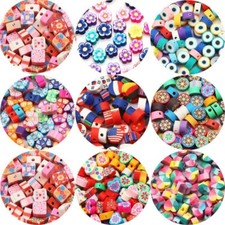 Fruits Animal Heart Round Bead Polymer Clay Spacer Loose Beads DIY Jewelry 50Pcs