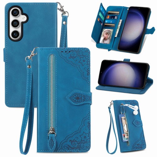 Zipper Leather For Samsung S24 S23 S22 Ultra S21 A56 A52 A35 Wallet Flip Cover - Picture 13 of 18