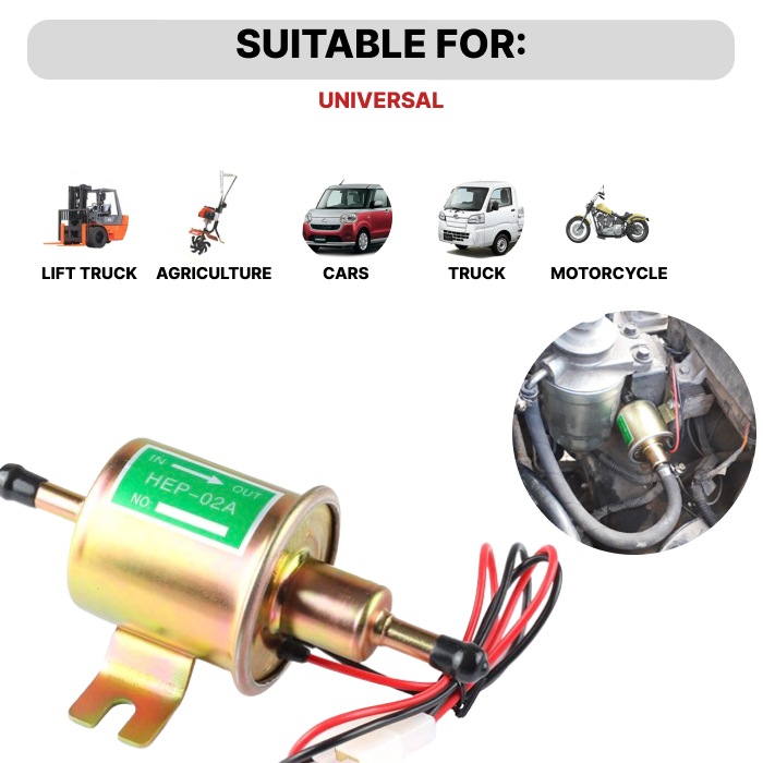 Universal 12v Electric Inline Fuel Pump HEP02A For Motorcycle Boats Car
