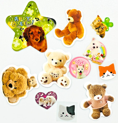 Bear and Dog Cat Flake Stickers Seal Very Cute Special Set Japanese