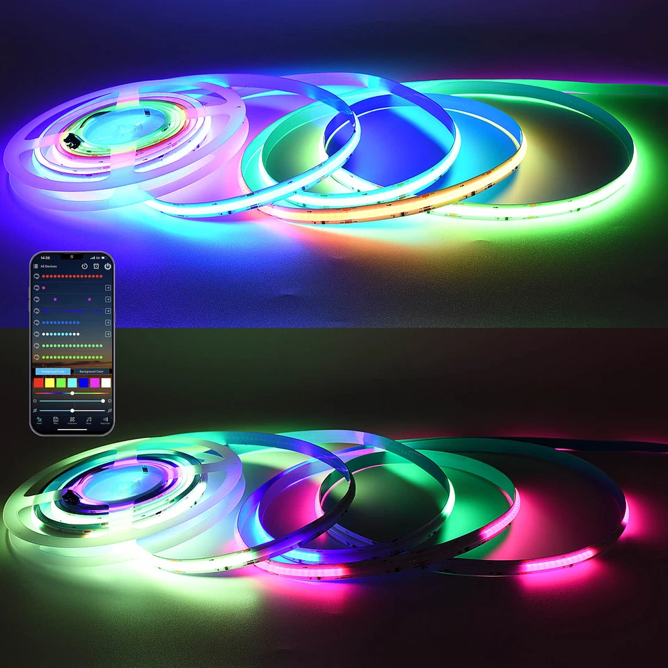 COB RGBIC Addressable WS2811 LED Streifen 12V 24V Lichterkette 720led/m 5-20m - Bild 3 von 4