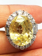 Beautiful Lemon Yellow Citrine 29.52ct Oval Cut Stone 925 Silver Wedding Ring