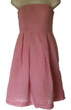 J Crew womens Small pink strapless a-line dress pockets textured elastic back