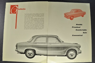 1956 Alfa Romeo Giulietta 1300cc Saloon Brochure Folder Sedan