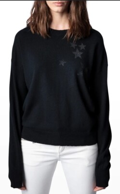 zadig&voltaire レースブラウス New Zadig & Voltaire Gaby Strass Stars Cashmere & Wool
