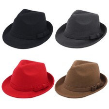 Women's Deluxe 100 Wool Solid Color Fedora Hat - Different Colors