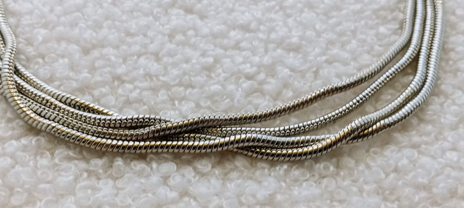 Multiple Silvertone Snake Chain Collar Necklace 1… - image 7