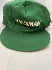 Vintage Trucker Hat Cap Snapback USA Made Green Statesman Power Tools 5 Panel