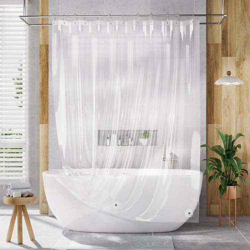 Shower Curtain Liner, 72X72 Clear Shower Curtain Liner, Waterproof Plastic Showe - Picture 7 of 12