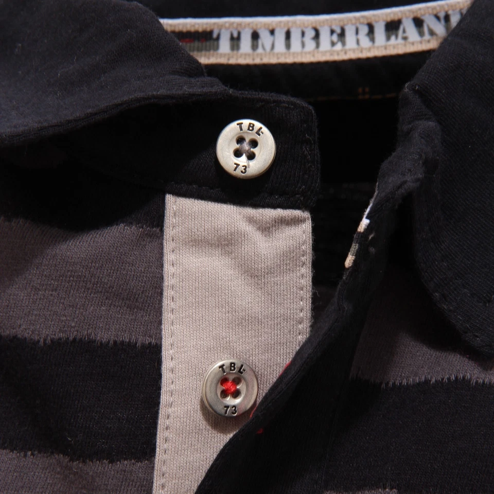 757T polo bimbo  TIMBERLAND nero/grigio manica lunga polo long sleeve kid - Immagine 3 di 4