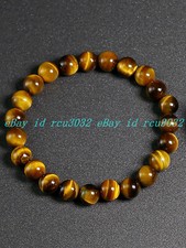 Natural 8mm Tiger's Eye Stone Yellow Brown Tiger Eye Stone Stretch Bracelet