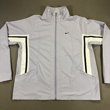 Nike 1990's Women  s Size Large 12-14 White  Purple Track Jacket Windbreaker