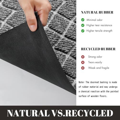 Front Door Mat Outdoor Indoor, 100 Waterproof All 29.5" x 17" Black