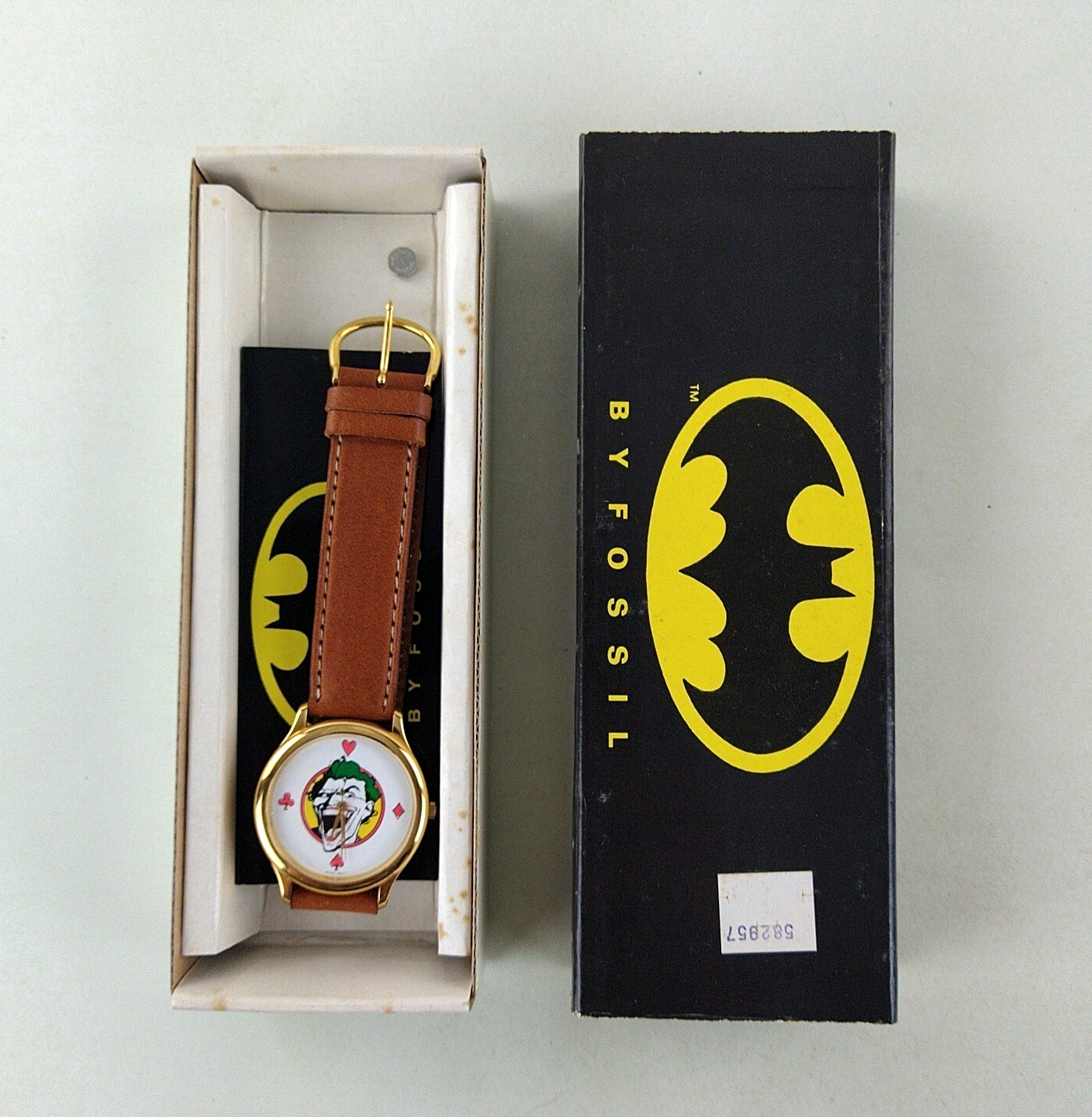 Vintage 1989 Fossil Batman The Joker Wrist Watch In Original Box