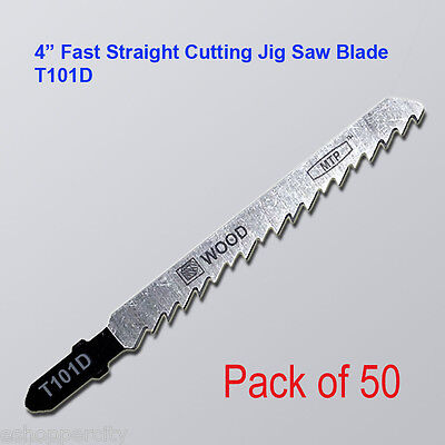 50x T101D 4" 100mm T-shank Straight Jig Saw Blades fits Bosch HCS Wood Cutting 
