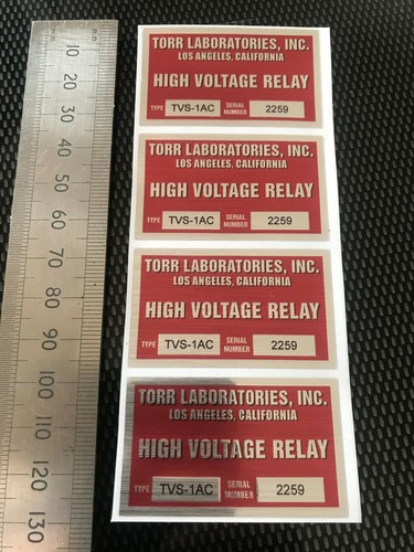 4 x BACK TO THE FUTURE Solenoid Prop Flux Capacitor Sticker - TORR LABORATORIES - Picture 3 of 3