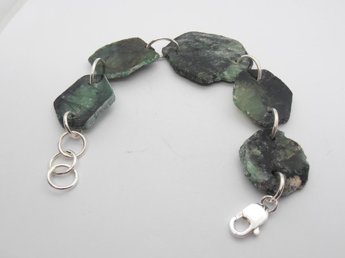 Bracelet Silver 925 With Emeralds Natural - Bracelet Stone Dura - Picture 6 of 7