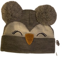 Old Navy Gray Critter Pom Pom Beanie Hat Size Medium